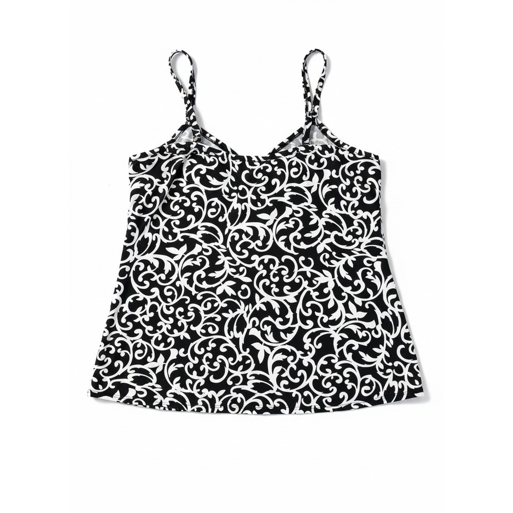 Miraclesuit Scroll Lock Love Knot Tankini Top Women Black White Paisley Size 16 - Picture 4 of 11